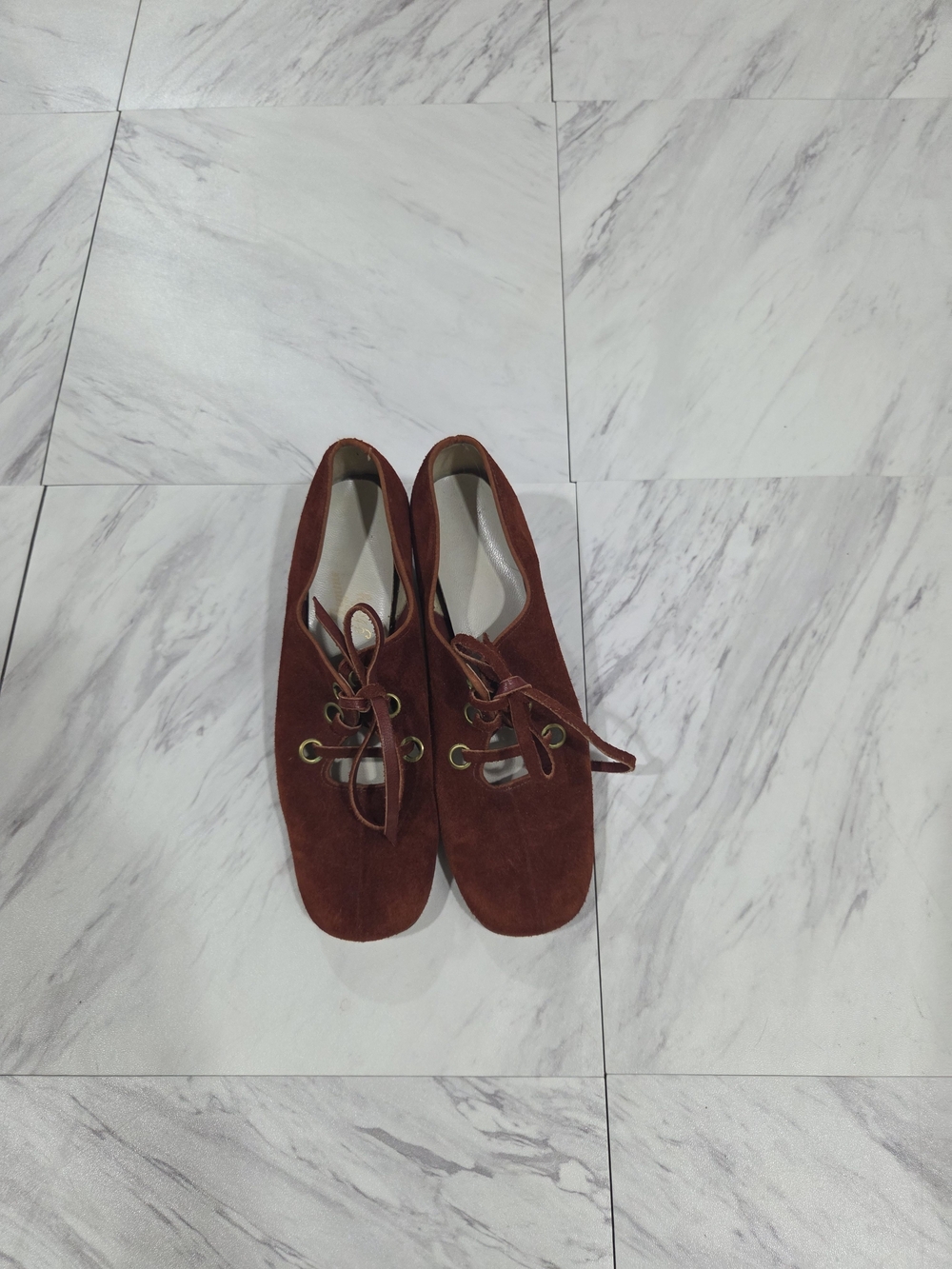 Vintage Rust Brown Suede Lace-Up Heels